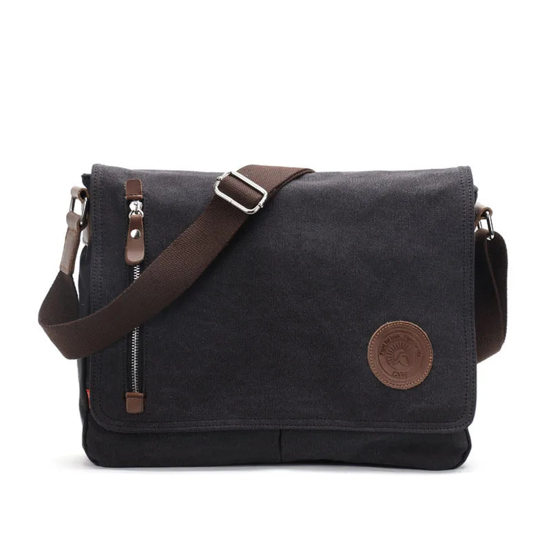 Unisex Messenger Bag Casual Canvas Bag Shoulder Sling Bag Satchel Messenger Bag for Men Work Office 13 inch Laptop Bag