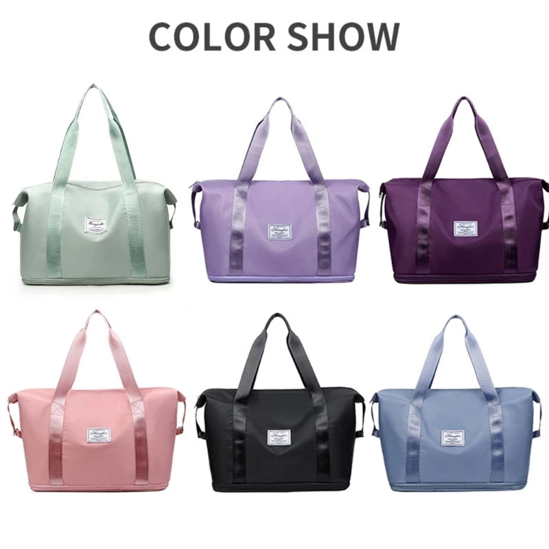 Upgrade Women Travel Duffel Bag Expandable Large Capacity Lightweight Waterproof