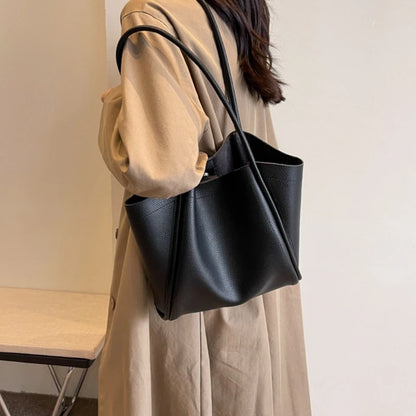 Upgraded PU Bucket Bag Functional Shoulder Bag Convenient Tote Bag Versatile Bucket Bag for Office School or Shopping