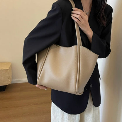 Upgraded PU Bucket Bag Functional Shoulder Bag Convenient Tote Bag Versatile Bucket Bag for Office School or Shopping