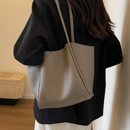 Upgraded PU Bucket Bag Functional Shoulder Bag Convenient Tote Bag Versatile Bucket Bag for Office School or Shopping