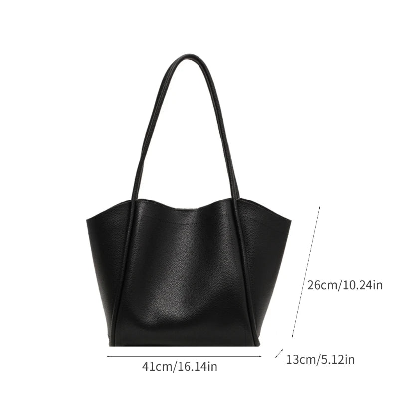 Upgraded PU Bucket Bag Functional Shoulder Bag Convenient Tote Bag Versatile Bucket Bag for Office School or Shopping