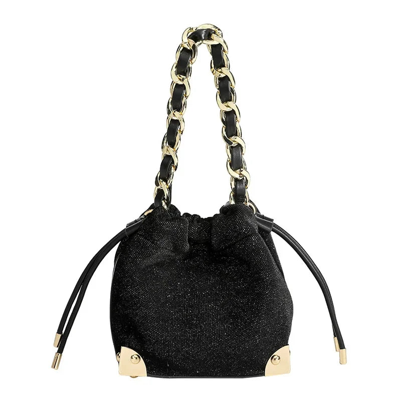 Urban Simple Chain Shoulder Crossbody Fashion Large Capacity Winter All-match Black Women's Bag Wholesal