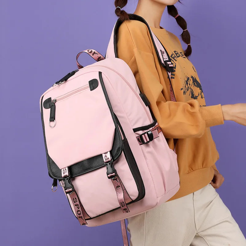 Usb Charging College School Backpack Large Capacity 15.6 Inch Laptop Backpack Water Resistant Casual Daypack for Girls Travel