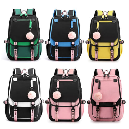 Usb Charging College School Backpack Large Capacity 15.6 Inch Laptop Backpack Water Resistant Casual Daypack for Girls Travel