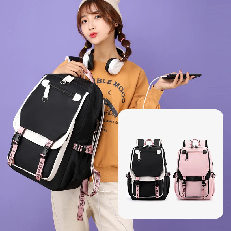 Usb Charging College School Backpack Large Capacity 15.6 Inch Laptop Backpack Water Resistant Casual Daypack for Girls Travel