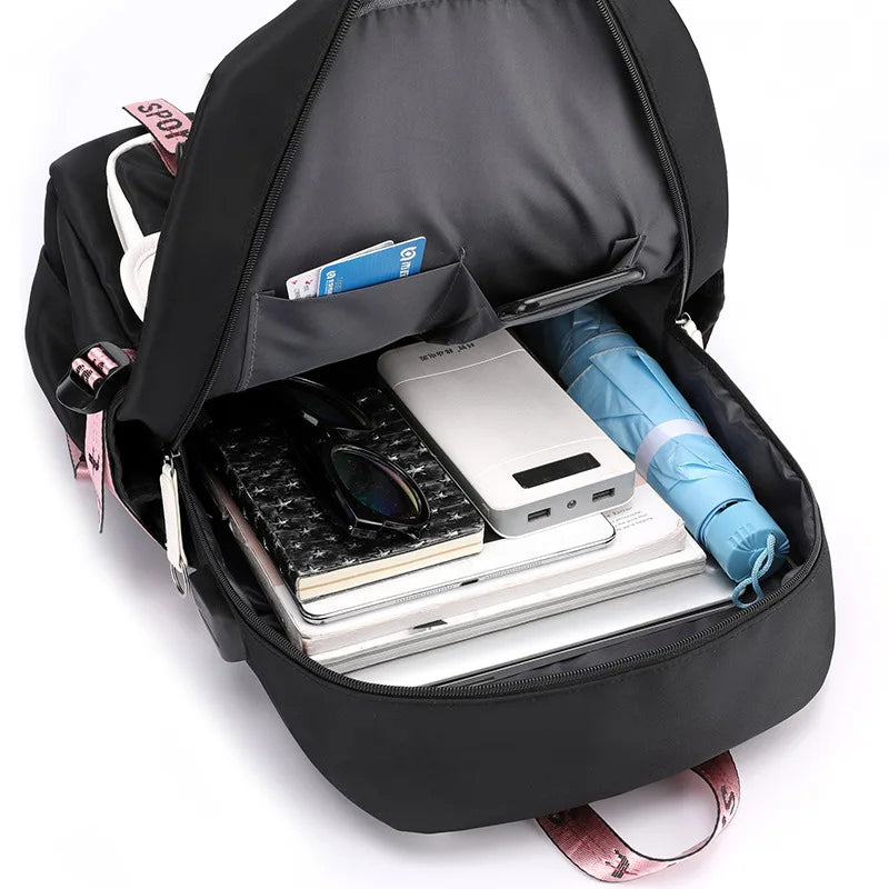 Usb Charging College School Backpack Large Capacity 15.6 Inch Laptop Backpack Water Resistant Casual Daypack for Girls Travel