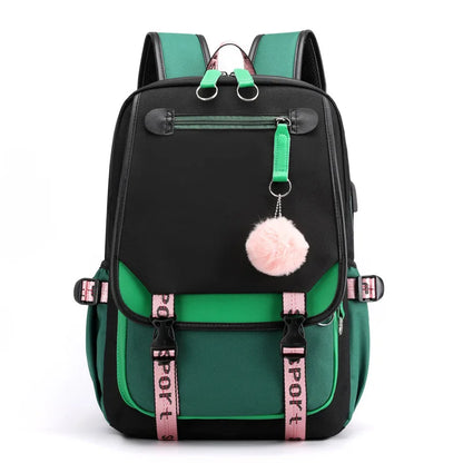 Usb Charging College School Backpack Large Capacity 15.6 Inch Laptop Backpack Water Resistant Casual Daypack for Girls Travel