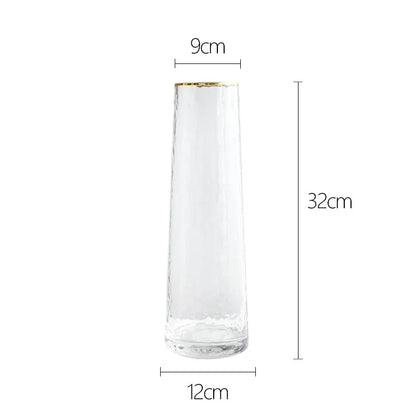 Vase European Style Ins Light Luxury Large Transparent Small Daisy Glass Vase Color Flower Arrangement Home Decoration