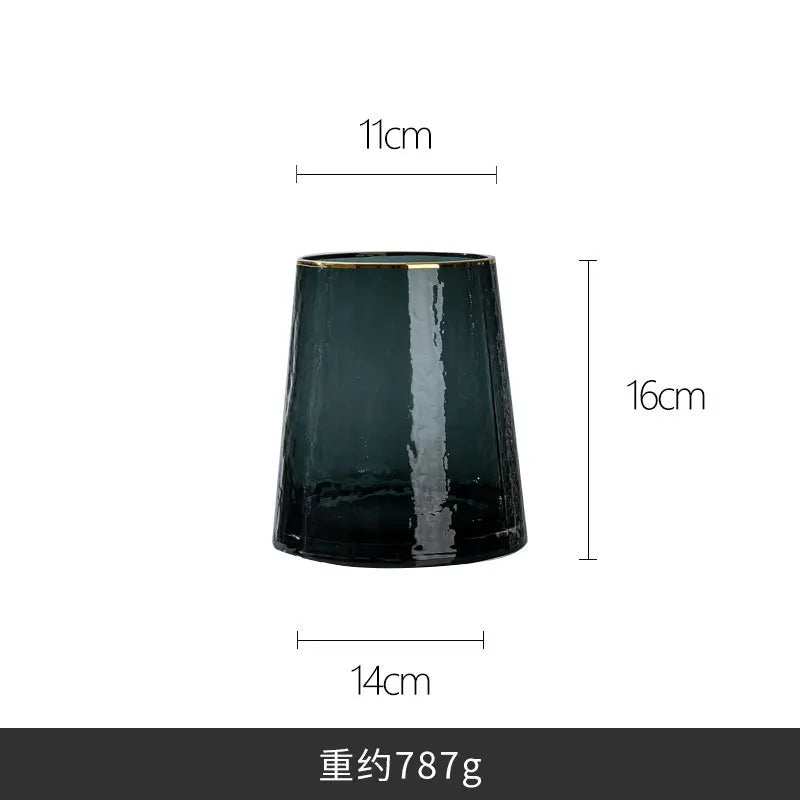 Vase European Style Ins Light Luxury Large Transparent Small Daisy Glass Vase Color Flower Arrangement Home Decoration