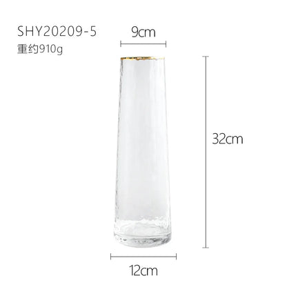 Vase European Style Ins Light Luxury Large Transparent Small Daisy Glass Vase Color Flower Arrangement Home Decoration