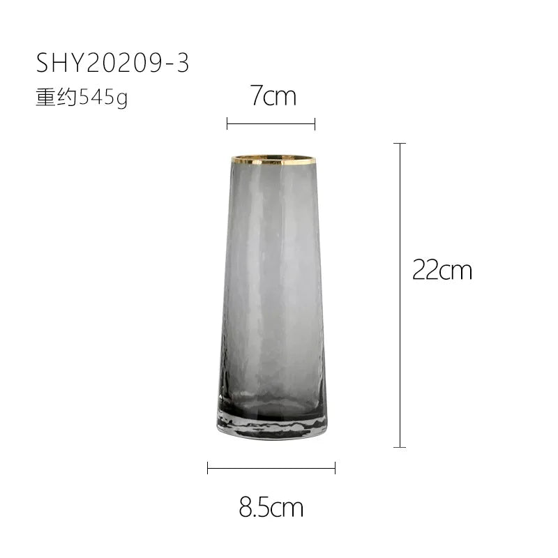 Vase European Style Ins Light Luxury Large Transparent Small Daisy Glass Vase Color Flower Arrangement Home Decoration