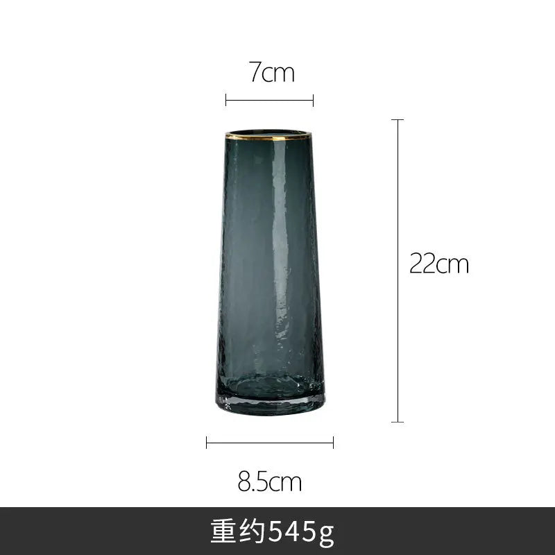 Vase European Style Ins Light Luxury Large Transparent Small Daisy Glass Vase Color Flower Arrangement Home Decoration