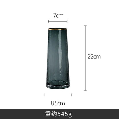 Vase European Style Ins Light Luxury Large Transparent Small Daisy Glass Vase Color Flower Arrangement Home Decoration