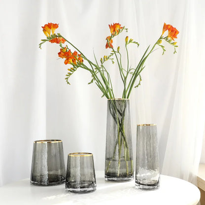 Vase European Style Ins Light Luxury Large Transparent Small Daisy Glass Vase Color Flower Arrangement Home Decoration