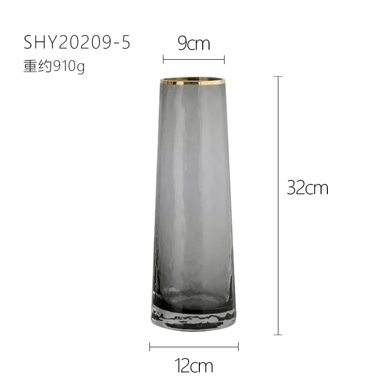 Vase European Style Ins Light Luxury Large Transparent Small Daisy Glass Vase Color Flower Arrangement Home Decoration