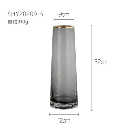 Vase European Style Ins Light Luxury Large Transparent Small Daisy Glass Vase Color Flower Arrangement Home Decoration