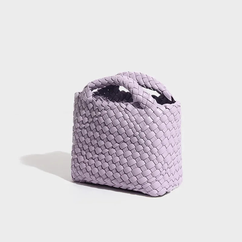 Vegetable Basket Woven Women's Bag Mini Bucket Genuine Leather Shoulder Crossbody Bag Cute Handbag Luxury Designer Handbag