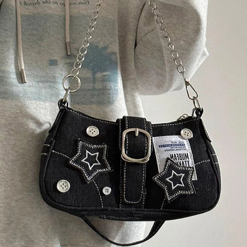 Versatile Bag Vintage Star Shoulder Bags Armpit Bag Handbag Large Capacity Tote