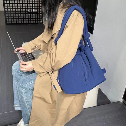 Versatile Portable One Shoulder Backpacks Casual Nylon Fill Down with Cotton Schoolbag Large Capacity Mochilas Travel Handbags
