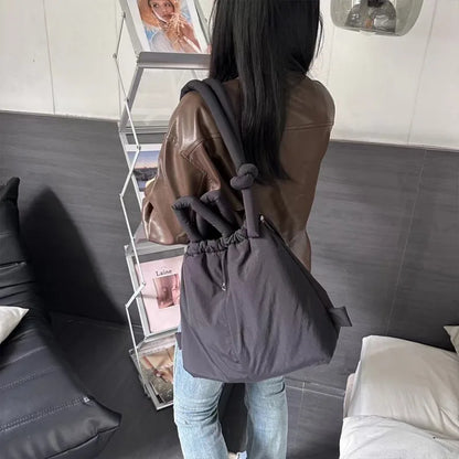 Versatile Portable One Shoulder Backpacks Casual Nylon Fill Down with Cotton Schoolbag Large Capacity Mochilas Travel Handbags