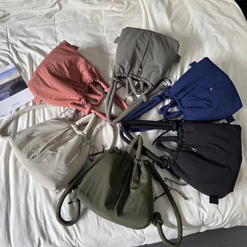 Versatile Portable One Shoulder Backpacks Casual Nylon Fill Down with Cotton Schoolbag Large Capacity Mochilas Travel Handbags