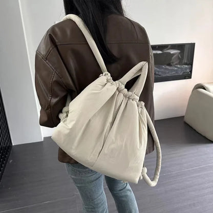Versatile Portable One Shoulder Backpacks Casual Nylon Fill Down with Cotton Schoolbag Large Capacity Mochilas Travel Handbags