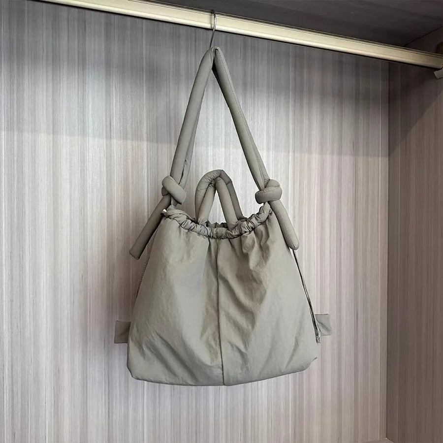 Versatile Portable One Shoulder Backpacks Casual Nylon Fill Down with Cotton Schoolbag Large Capacity Mochilas Travel Handbags