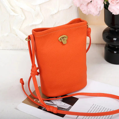 Vertical Mobile Phone Female 2024 New Leather Mini Cowhide Simple Everything Small Ladies Style Crossbody Bag