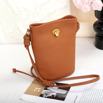 Vertical Mobile Phone Female 2024 New Leather Mini Cowhide Simple Everything Small Ladies Style Crossbody Bag