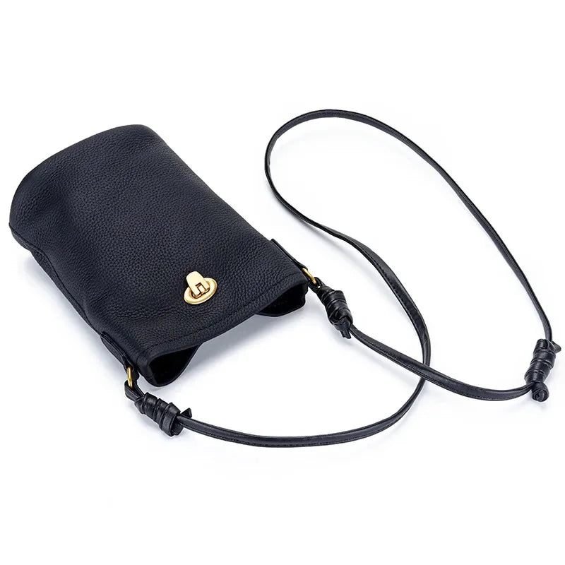 Vertical Mobile Phone Female 2024 New Leather Mini Cowhide Simple Everything Small Ladies Style Crossbody Bag