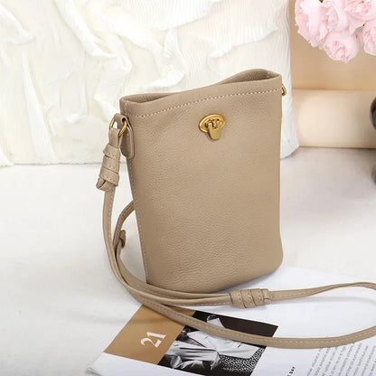 Vertical Mobile Phone Female 2024 New Leather Mini Cowhide Simple Everything Small Ladies Style Crossbody Bag