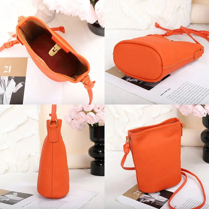 Vertical Mobile Phone Female 2024 New Leather Mini Cowhide Simple Everything Small Ladies Style Crossbody Bag