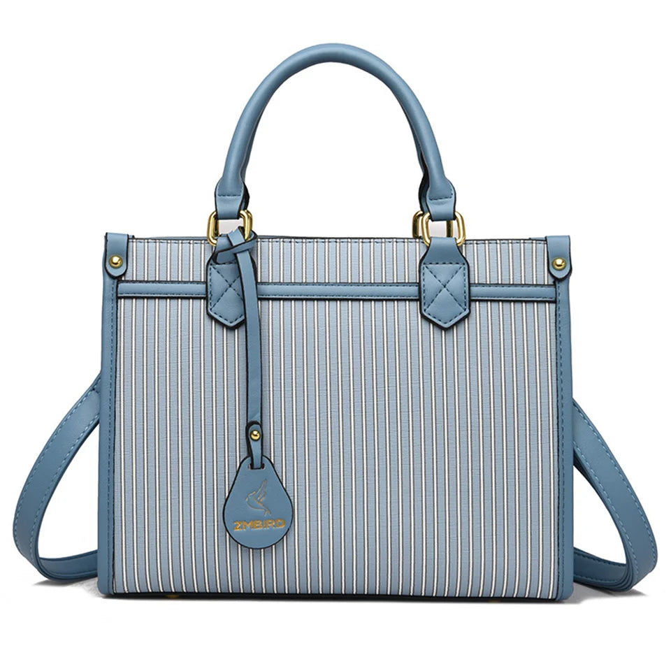Vertical stripes Luxury Handbags for Women Ladies Leather Shoulder Top-Handle Crossbody Bag Large Capacity Shopper Casual Tote