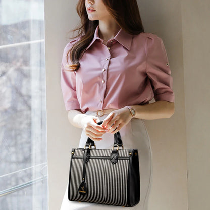 Vertical stripes Luxury Handbags for Women Ladies Leather Shoulder Top-Handle Crossbody Bag Large Capacity Shopper Casual Tote
