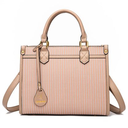 Vertical stripes Luxury Handbags for Women Ladies Leather Shoulder Top-Handle Crossbody Bag Large Capacity Shopper Casual Tote