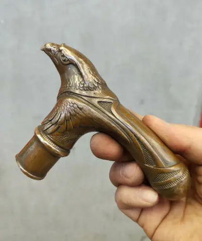 Victorian Old Bronze Hand Carved Eagle statues Antique Cane Walking Stick Head