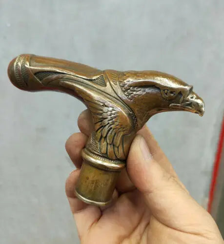 Victorian Old Bronze Hand Carved Eagle statues Antique Cane Walking Stick Head