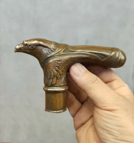 Victorian Old Bronze Hand Carved Eagle statues Antique Cane Walking Stick Head