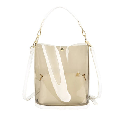 Vintage 2 in 1 Bag Clear Messenger Bag Bucket Bag Semi-clear Jelly Bag Shoulder Bag Gift for Wife Best Friends Sisters