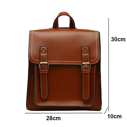 Vintage Backpack Female PU Leather Bag Women's Backpack Fashion School Bag for Girls High Quality Leisure Shoulder Bags