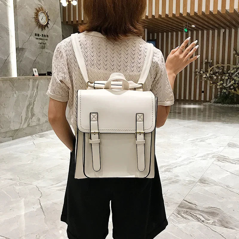 Vintage Backpack Female PU Leather Bag Women's Backpack Fashion School Bag for Girls High Quality Leisure Shoulder Bags