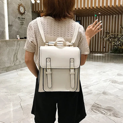 Vintage Backpack Female PU Leather Bag Women's Backpack Fashion School Bag for Girls High Quality Leisure Shoulder Bags
