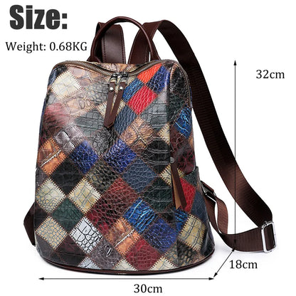 Vintage Backpack Women Leather Rucksack Women's Knapsack Travel Backpacks Shoulder School Bags for Teenage Girls Mochila