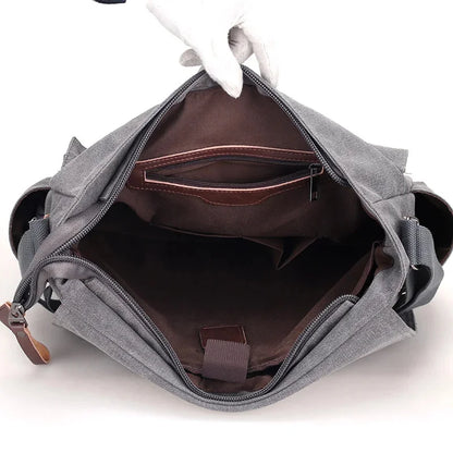 Vintage Canvas Men's Brand Briefcase Men Business office Crossbody Casual male Computer Laptop bag Cover Large bags