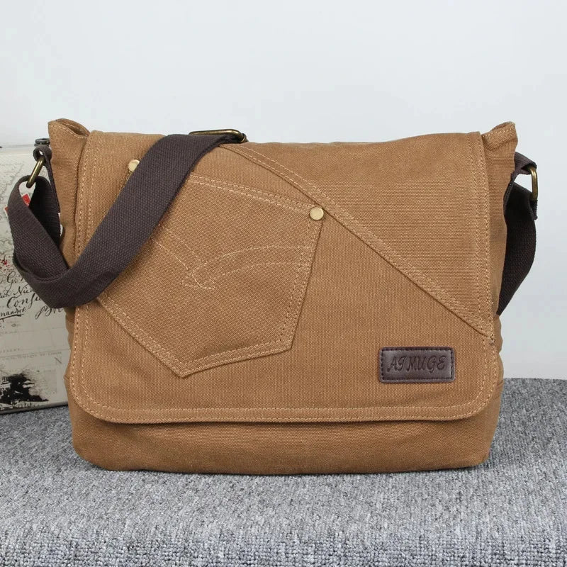 Vintage Canvas Men's Shoulder Korean Casual Crossbody Large Capacity Male Messenger Bag Fashion Handbag