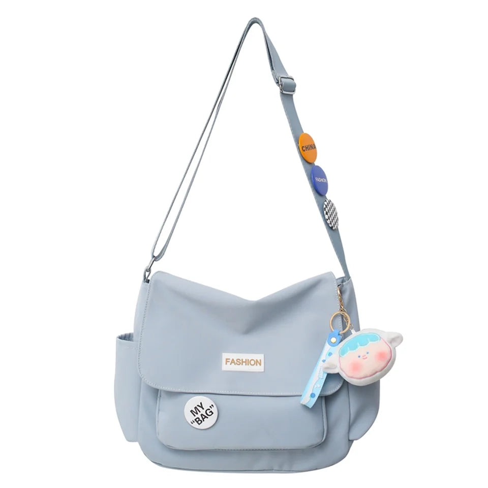 Vintage Canvas Messenger Bag Student Commute Tote Bag Women's Leisure Canvas Shoulder Bags Simplicity Large-Capacity Nylon Bag
