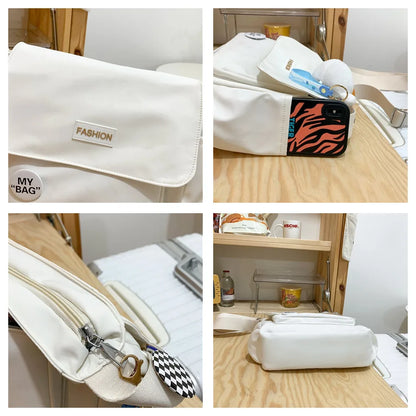 Vintage Canvas Messenger Bag Student Commute Tote Bag Women's Leisure Canvas Shoulder Bags Simplicity Large-Capacity Nylon Bag