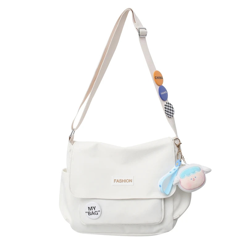 Vintage Canvas Messenger Bag Student Commute Tote Bag Women's Leisure Canvas Shoulder Bags Simplicity Large-Capacity Nylon Bag