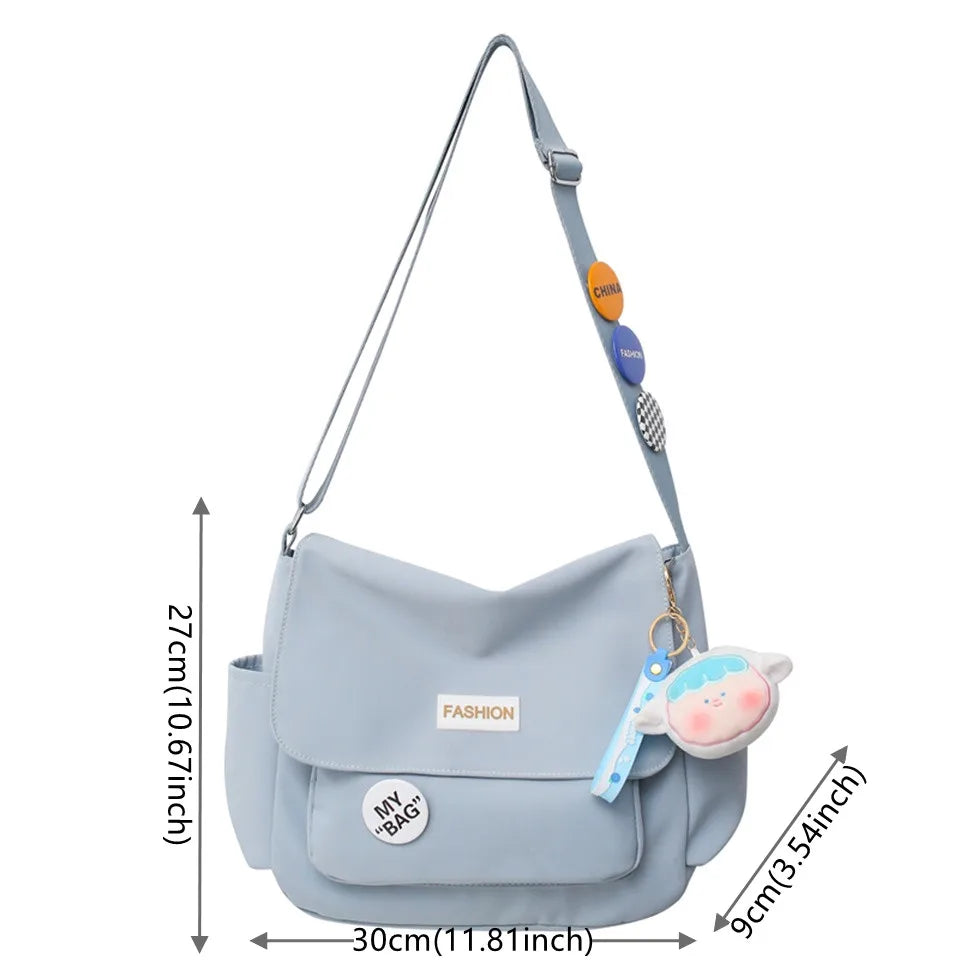 Vintage Canvas Messenger Bag Student Commute Tote Bag Women's Leisure Canvas Shoulder Bags Simplicity Large-Capacity Nylon Bag
